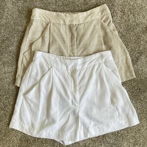 Wilfred Beige and White High-Waist Pleated Shorts Duo
